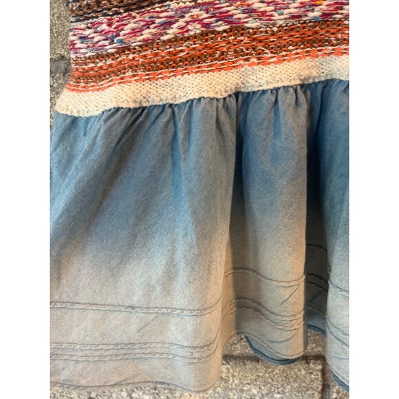 Pilcro XS Hand-Knit Multi-Color Top With Blue Ombre Hem - Picture 5 of 9